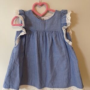2 for $10 Gap Blue Striped Baby Dress with Lace Trim 6-12 M